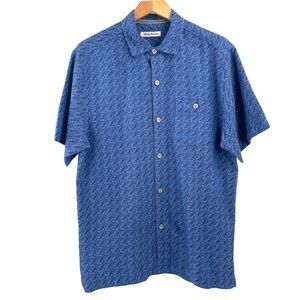 Tommy Bahama Mens Las Polomas Jacquard Camp Shirt, Blue, Size M